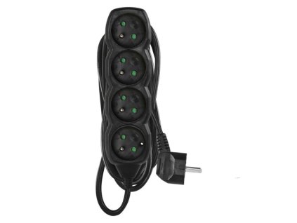Prodlužovací kabel 5 m / 4 zásuvky / černý / PVC / 1,5 mm2