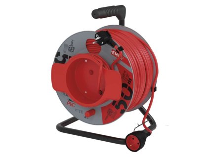 Prodlužovací kabel na bubnu 50 m / 1 zásuvka / červený / PVC / 230 V / 1,5 mm2
