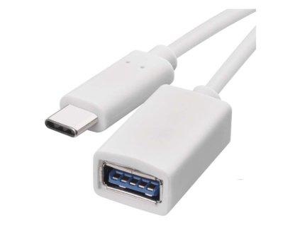 Datový OTG kabel USB-A 3.0 / USB-C 3.0 s funkcí redukce, 15 cm, bílý