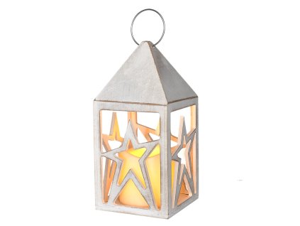 Solight dřevěná lucerna s LED svíčkou, 3x AAA