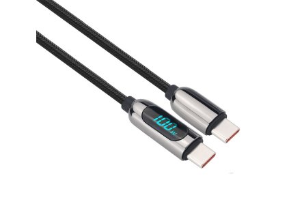 Solight USB-C kabel s displejem, USB-C konektor - USB-C konektor, 100W, 1m