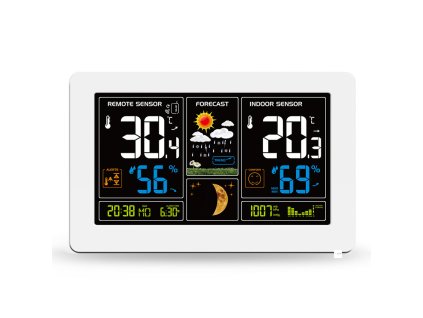 Solight meteostanice, extra velký barevný LCD, teplota, vlhkost, tlak, RCC, USB nabíjení, bílá