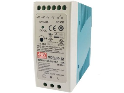 Průmyslový zdroj Mean Well MDR-60-12, 12V=/60W spínaný na DIN lištu