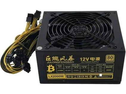 Zdroj pro mining 8 GPU 12V 2000W JULONGFENGBAO LX2000W 80 Plus Platinu