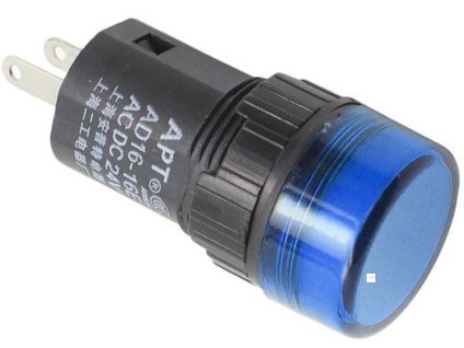 Kontrolka 12V LED 19mm, AD16-16E, modrá