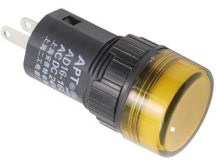 Kontrolka 12V LED 19mm, AD16-16E , žlutá