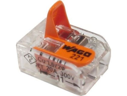 Svorka Wago 221-412, 2x0,08-2,5(4) mm s páčkou, bezšroubová