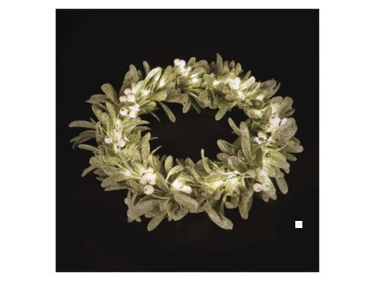 LED dekorace - věnec jmelí, 3x AA, teplá bílá, časovač