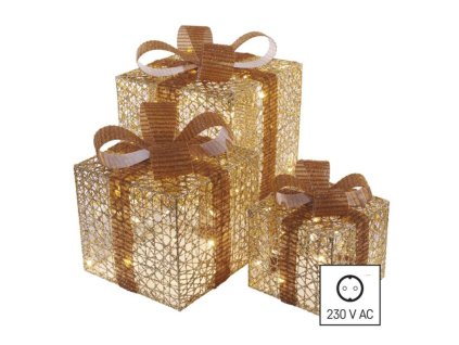 LED dárky, 3 velikosti, vnitřní, teplá bílá