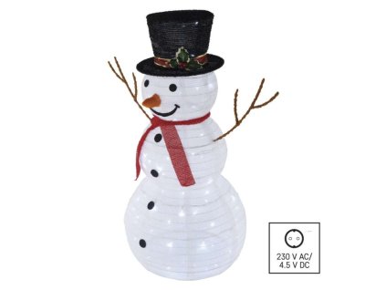 LED skládací sněhulák, 90 cm, venkovní i vnitřní, studená bílá
