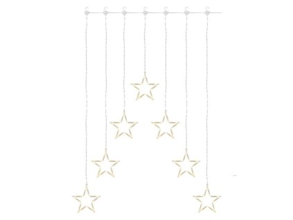 LED vánoční závěs – 7 hvězd, 67x125 cm, vnitřní, teplá bílá