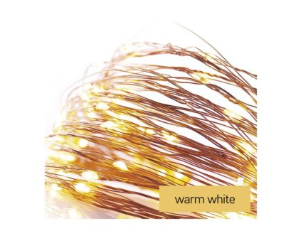 LED vánoční nano řetěz měděný, 4 m, venkovní i vnitřní, teplá bílá, časovač
