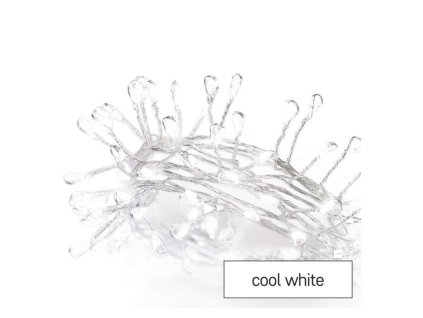 LED vánoční nano řetěz – ježek, 2,4 m, 3x AA, vnitřní, studená bílá, časovač