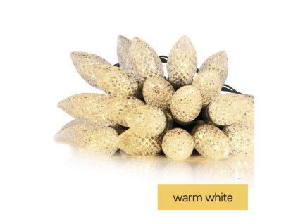 LED vánoční řetěz – šišky, 9,8 m, venkovní i vnitřní, teplá bílá, programy