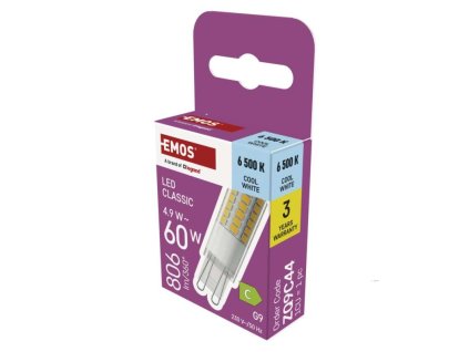 LED žárovka Classic JC / G9 / 4,9 W (60 W) / 806 lm / Studená bílá