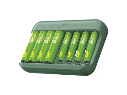 Nabíječka baterií GP Charge & save E822 + 4×AA 1300 mAh + 4×AAA 650 mAh