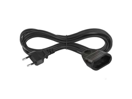Dvoužilový pohyblivý přívod 5 m / 1 zásuvka / černý / PVC / 0,75 mm2