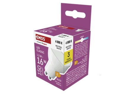 LED žárovka Classic MR16 bílá / GU10 / 1,3 W (16 W) / 150 lm / neutrální bílá