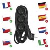 Prodlužovací kabel 5 m / 3 zásuvky / černý / PVC / 1,5 mm2
