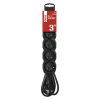 Prodlužovací kabel 3 m / 5 zásuvek / černý / PVC / 1,5 mm2