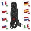 Prodlužovací kabel 5 m / 3 zásuvky / s vypínačem / černý / PVC / 1,5 mm2