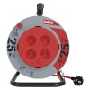 Prodlužovací kabel na bubnu 25 m / 4 zásuvky / červený / PVC / 230 V / 1,5 mm2