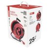 Venkovní prodlužovací kabel na bubnu 25 m / 4 zásuvky / černý / guma / 230 V / 1,5 mm2