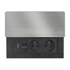 Solight vestavný blok zásuvek s posuvným krytem, 2 zásuvky, HDMI, USB A+C 20W PD, 2m, stříbrný (Bezdrátové nabíjení Ne)