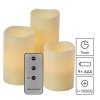 LED dekorace – vosková svíčka, různé velikosti, 3x AAA, vnitřní, vintage, 3 ks, ovladač