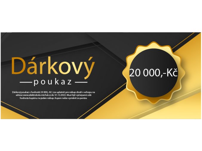 Dárkový poukaz v hodnotě 20000,- Kč