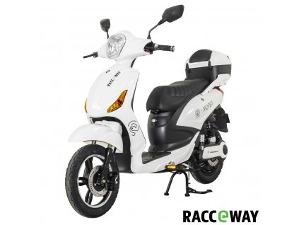 Elektroskútr RACCEWAY® E-MOPED, bílý-lesklý s baterií 12Ah