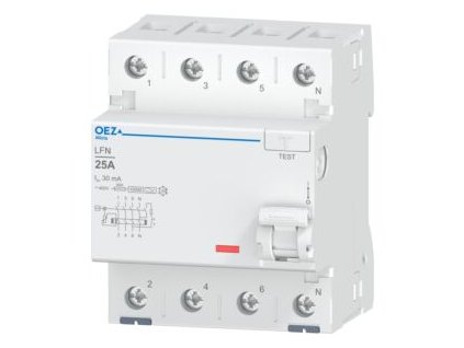 Proudový chránič OEZ LFN-25-4-030A, 25A, 30mA, 4P, typ A (OEZ:42451)