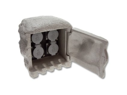 Zahradní kamenný sloupek 4 zásuvky, 230V, IP44, šedý - Ecolite STONE XSTA-224G
