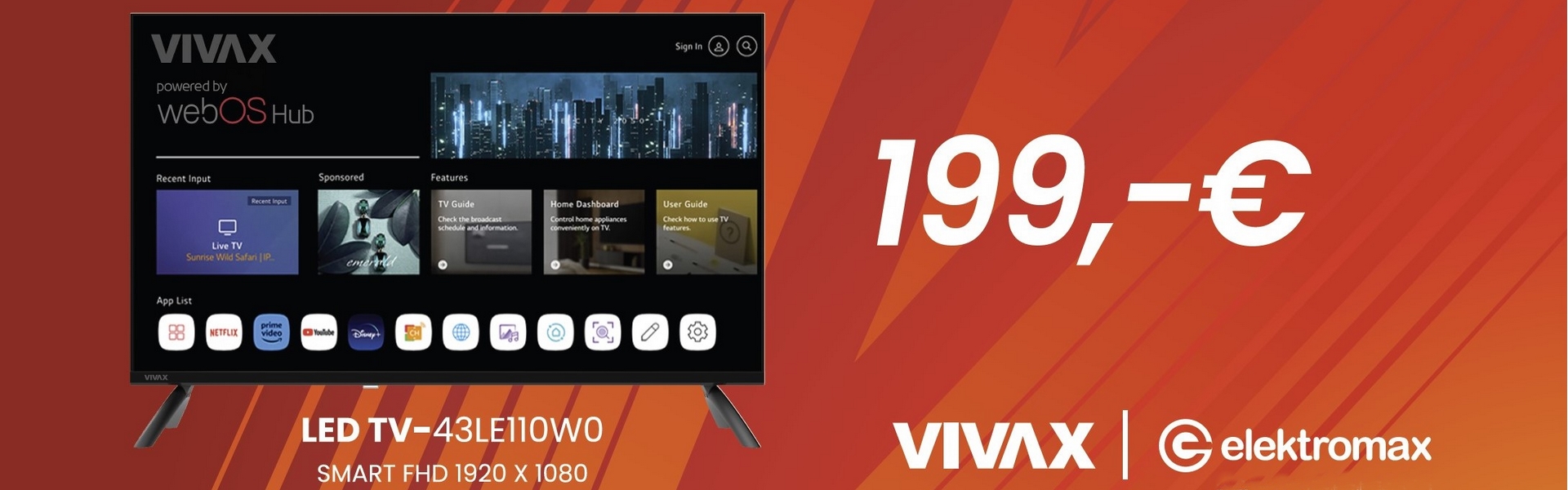 Vivax 43LE110WO 199€