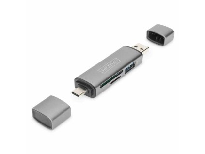 Digitust DA-70886 Čítačka pamäťových kariet OTG (USB-C + USB 3.0) 1x SD 1x MicroSD