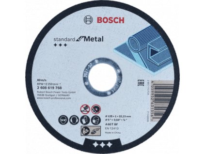 Bosch 2.608.619.768 Rezací kotúč rovný Standard for Metal A 60 T BF, 125 mm, 22,23 mm, 1 mm