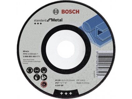 Bosch 2.608.603.182 Obrusovací kotúč s prelisom Standard for Metal A 24 P BF, 125 mm, 22,23 mm, 6,0 mm