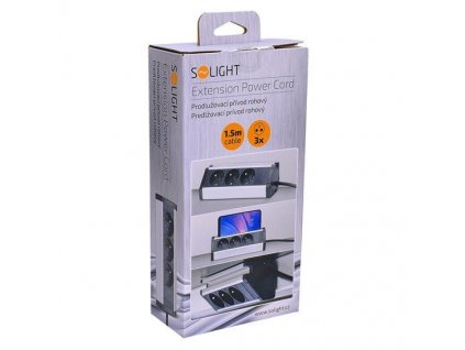 Solight PP104 1,5m 3Z rohová s držiakom na tablet Predlžovačka