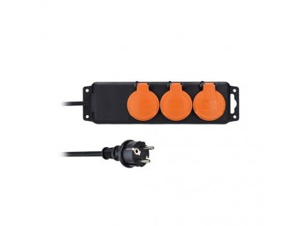 Solight PP323 5m 3Z čierna IP44 Predlžovačka