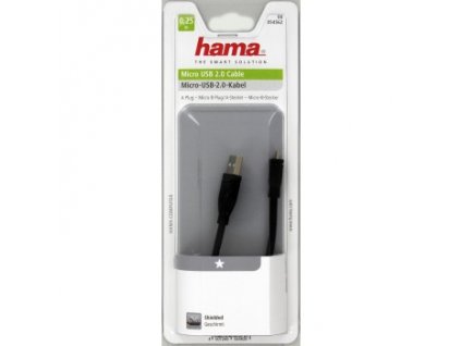 Hama 54562 micro USB 2.0 kábel typ A - micro B, 0,25 m, čierny, blister