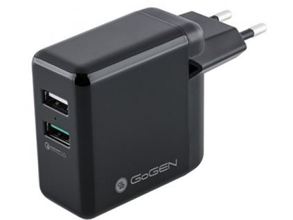 Gogen ACHQ 203, 2x USB 2,4A QC 3.0 čierna