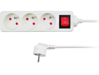 Solight PP13 5m 3Z vypínač biela predlžovačka