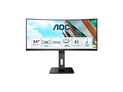 AOC CU34P2A 34"W VA LED 3440x1440 50 000 000:1 4ms 300cd HDMI DP USB pivot cierny