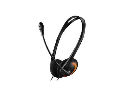 Canyon HS-01, PC Headset, 2 x 3.5mm mini-jack, slúchadla s mikrofónom, ovládanie na kábli, 1.8m, čierno - oranžové