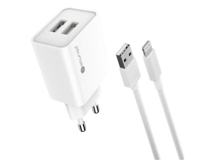 Sturdo 2X USB-A 2,1A biela + kabel Lightning Nabíjačka USB do siete