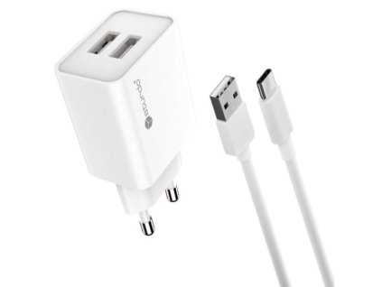 Sturdo 2X USB-A 2,1A biela + kabel USB-C Nabíjačka USB do siete