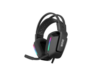 marvo h8619 sluchadla s mikrofonom ovladanie hlasitosti cierna podsvietena 3 5 mm jack rozdvojka h8619 bk
