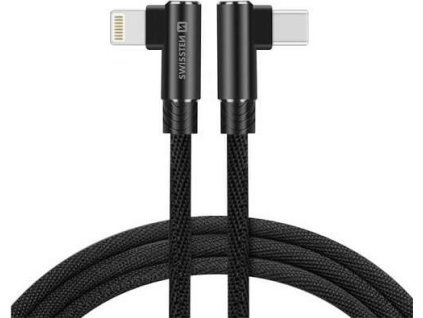 Swissten USB-C Lightning 1.2m 3A 90 stupnov textilný čierny Kabel