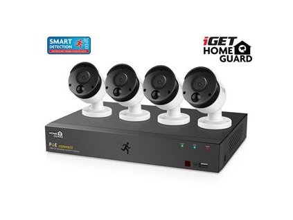 iGET HOMEGUARD HGNVK85304 - systém s PoE napájením, 8-kanálové NVR + 4x HGNVK930CAM FullHD kamera