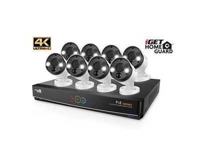 iGET HOMEGUARD HGNVK164908 - Ultra HD 4K systém s PoE napájením, 16-kanálové NVR + 8x HGNVK936CAM 4K kamera